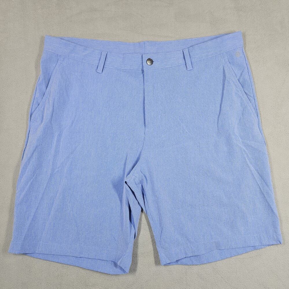 Adidas Crosshatch Golf Shorts Men 38 Blue Stretch Casual Athleisure HR9055